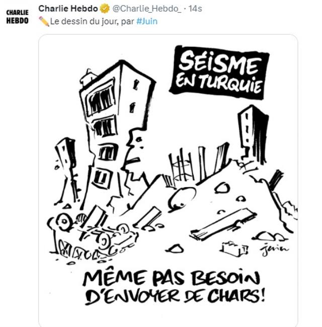 Fransız Charlie Hebdo dergisi, 10 ilimizi yıkan depremle alay etti! Sosyal medya ayaklandı!