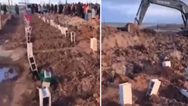 Adıyaman'da depremde hayatını kaybeden vatandaşlar için toplu mezarlar kazıldı